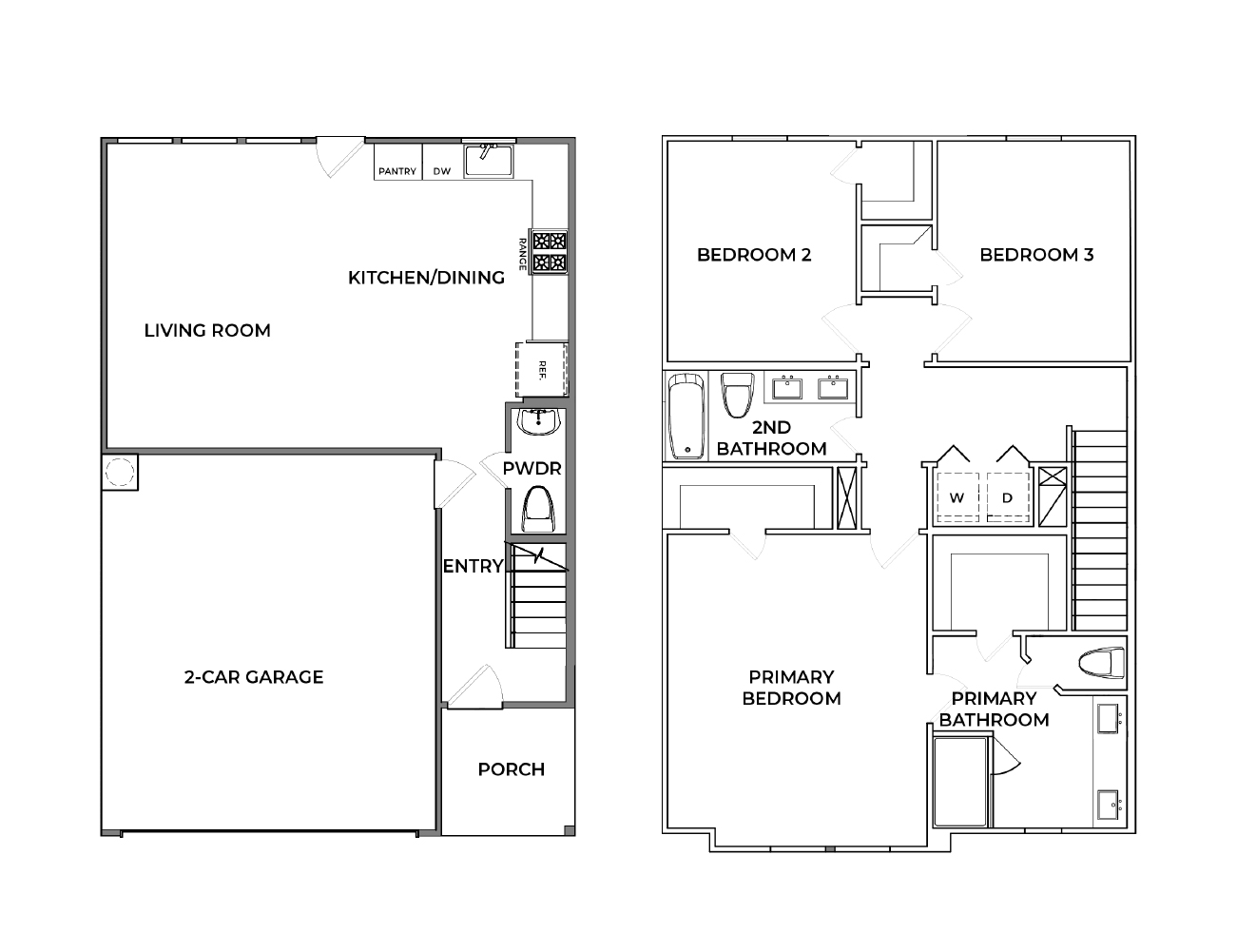 Avenue 103 A1R 3-bedroom townhome floor plan 1550 sq ft Katy TX