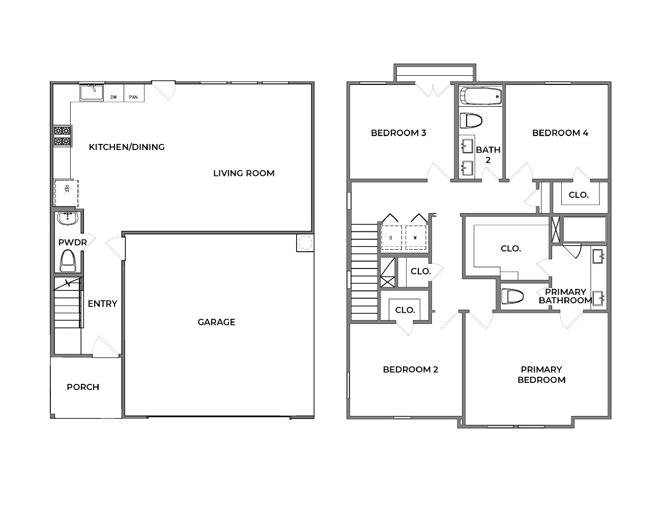 Avenue 103 B1L 4-bedroom townhome floor plan 1806 sq ft Katy TX