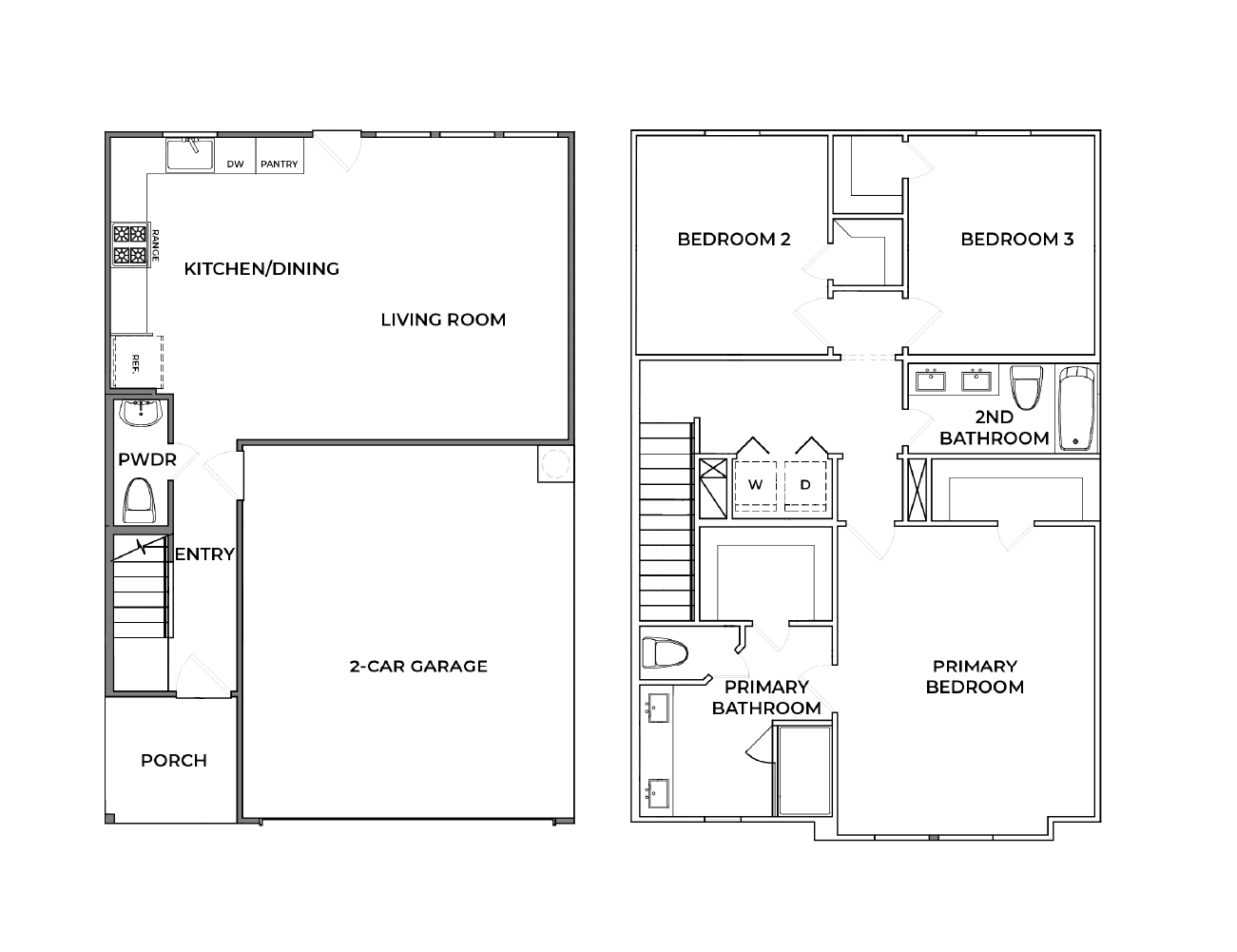 Avenue 103 THL 3-bedroom townhome floor plan with 2-car garage 1550 sq ft Katy TX
